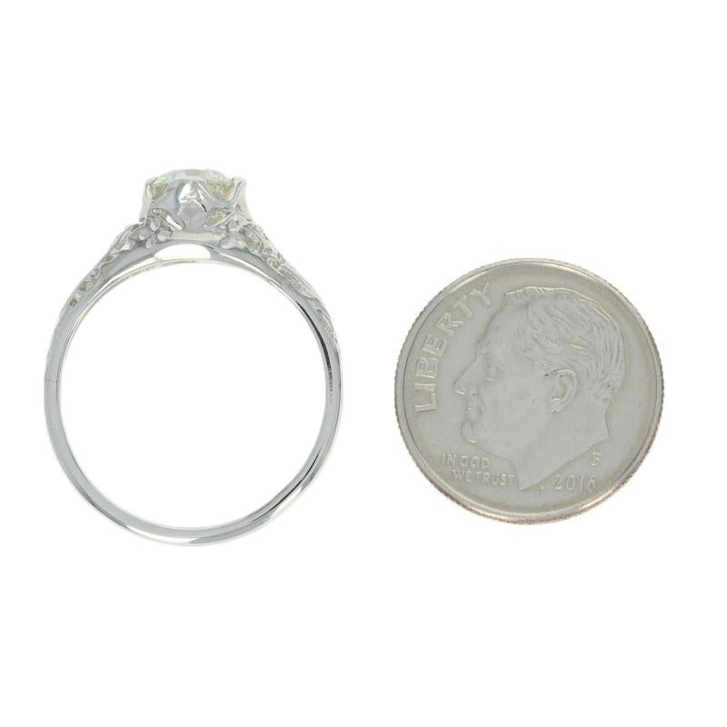 Art Deco Diamond Engagement Ring, Platinum Vintage GIA European .76 Carat 2