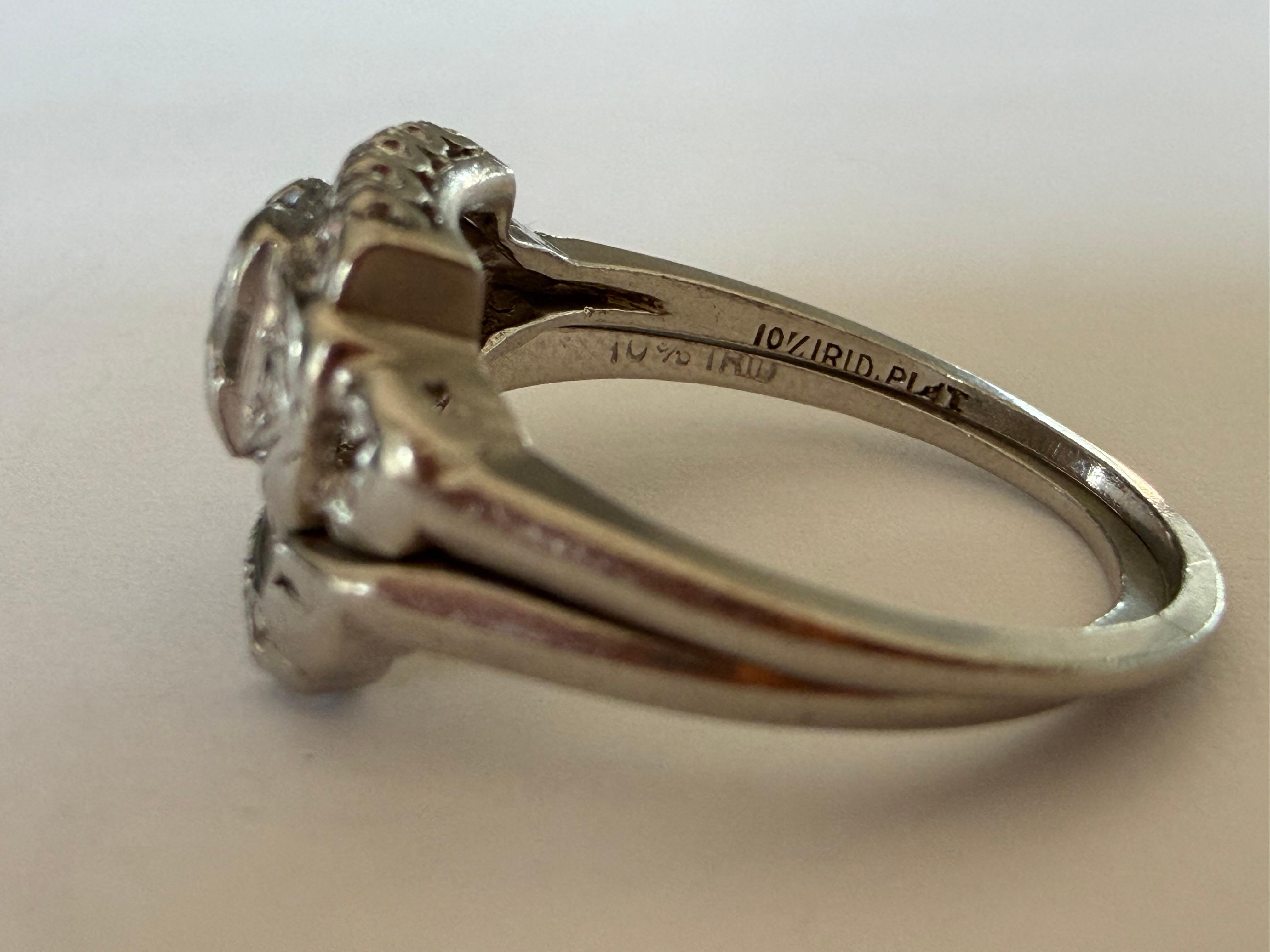 Taglio antico europeo Set di anelli di fidanzamento con diamanti Art Deco in vendita