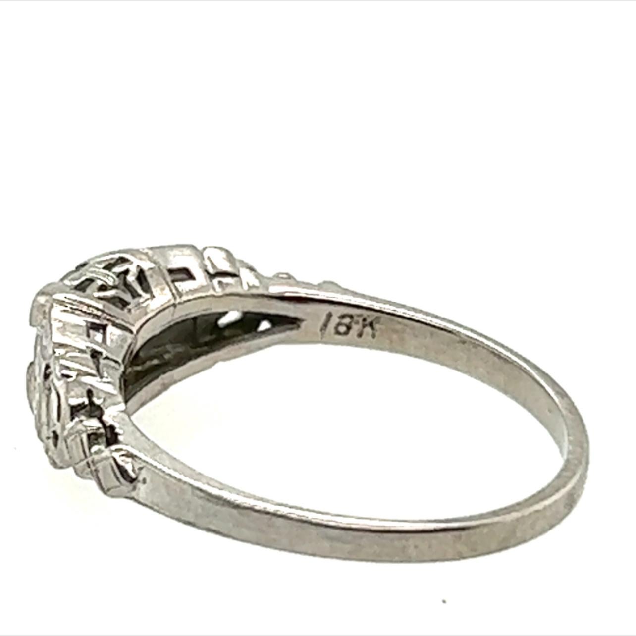 Women's or Men's Art Deco Solitaire Diamond Ring .30ct Transitional Cut Original 1930s Antique 18