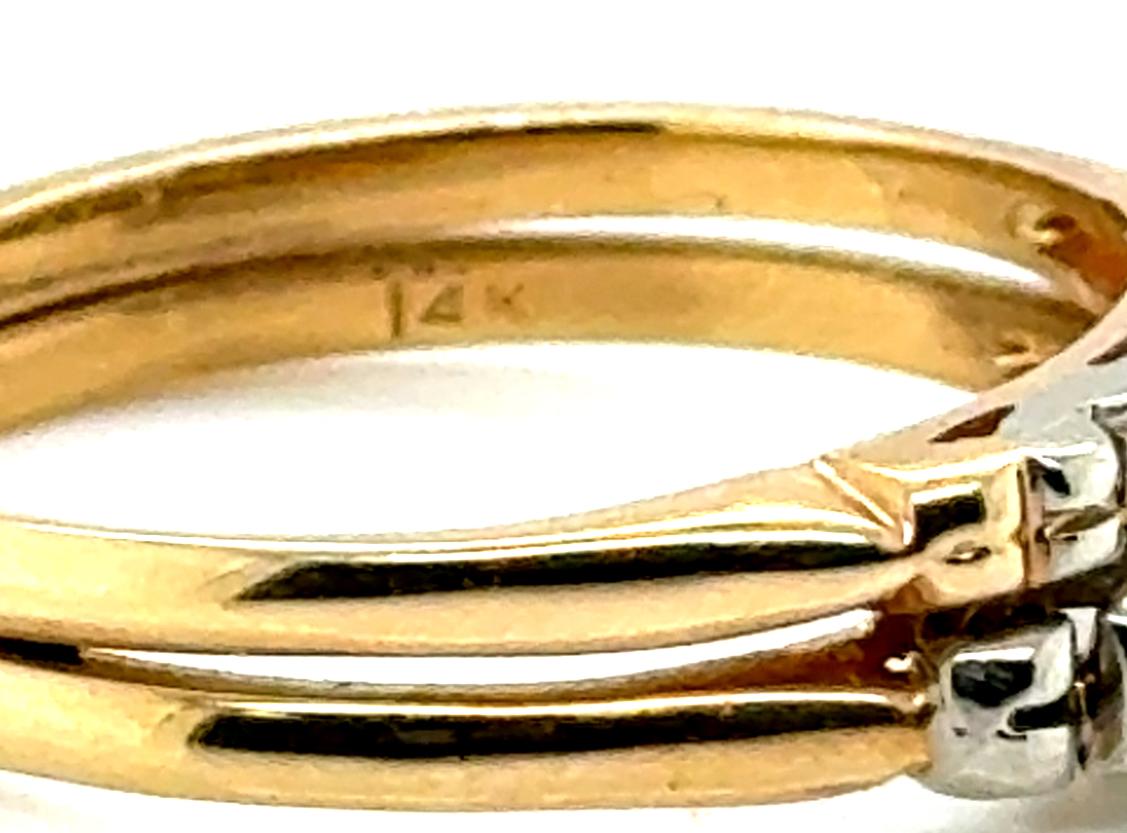 Art Deco Diamond Engagement Ring Wedding Band Set Mined .20ct Original 1930's 14 In Excellent Condition In Dearborn, MI