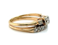 Art Deco Diamond Engagement Ring Wedding Band Set Mined .35ct 1930's 14K