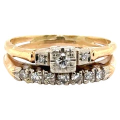 Art Deco Diamant Verlobungsring Ehering Set Mined .35ct Original 1930er Jahre 14