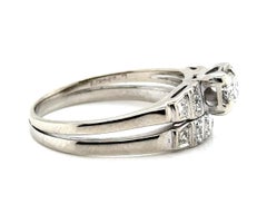 Art Deco Diamond Engagement Ring Wedding Band Set Mined .55ct Original 1930-1940