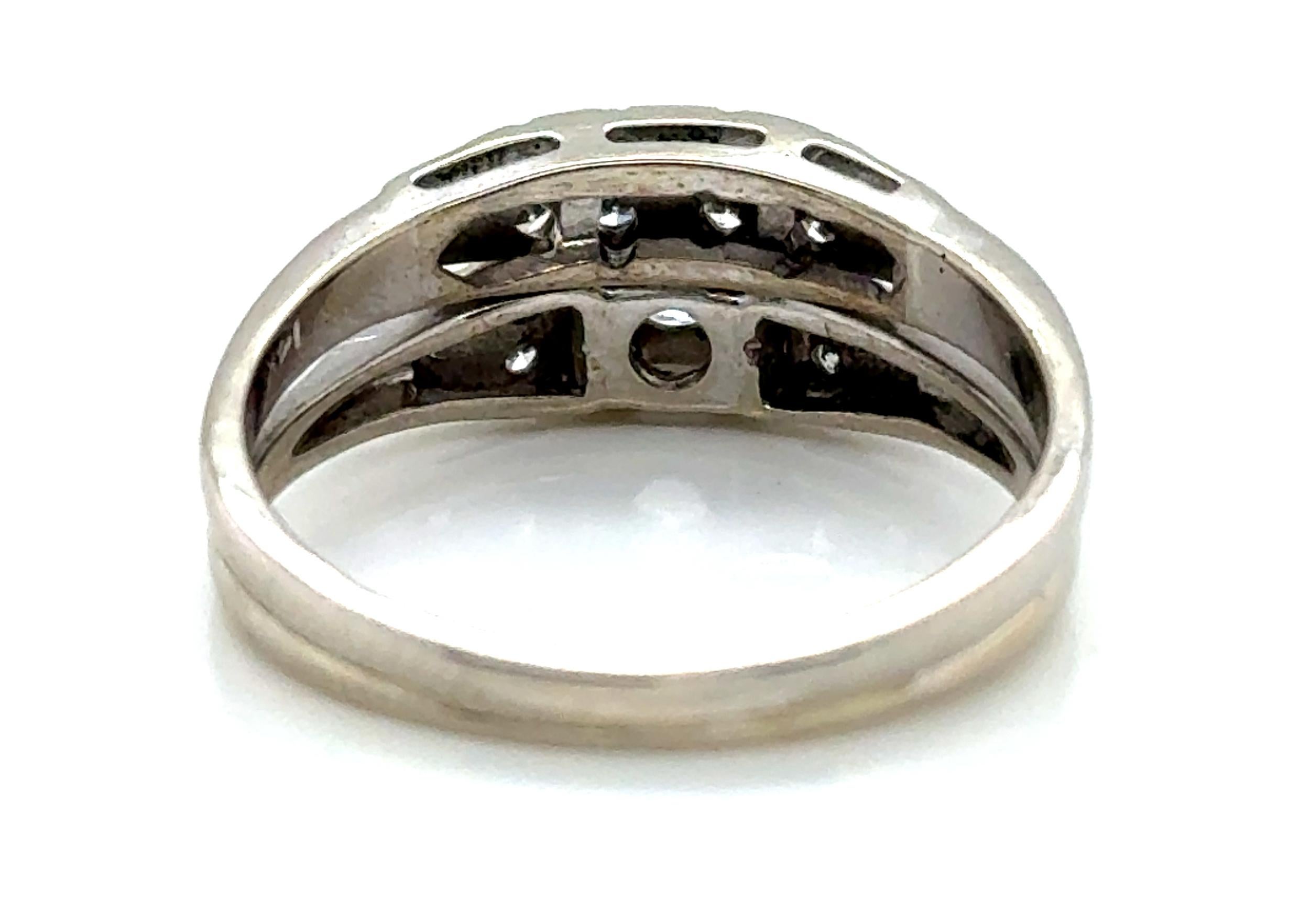 Anillo de compromiso de diamantes Art Déco Conjunto de anillo de boda Mined .55ct Original 1930-1940 en venta 1