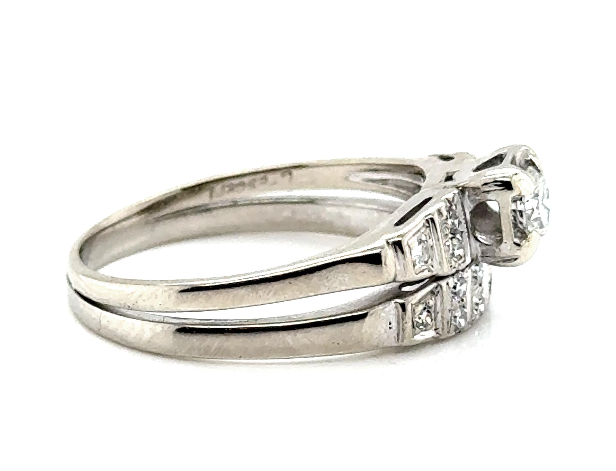 Genuine Original Art Deco Antique from 1930's-1940's Diamond Engagement Ring Wedding Band Set .55ct14K White Gold


Featuring a Genuine .25ct Natural Mined Round Brilliant Cut Diamond Center

Matching Engagement and Wedding Band Set

Rings are