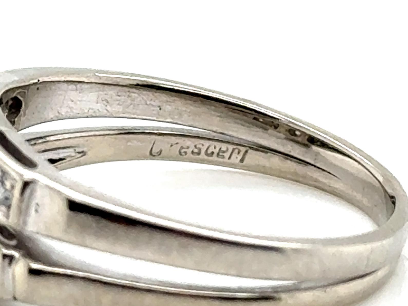 Round Cut Art Deco Diamond Engagement Ring Wedding Band Set Mined .55ct Original 1930's-19 For Sale