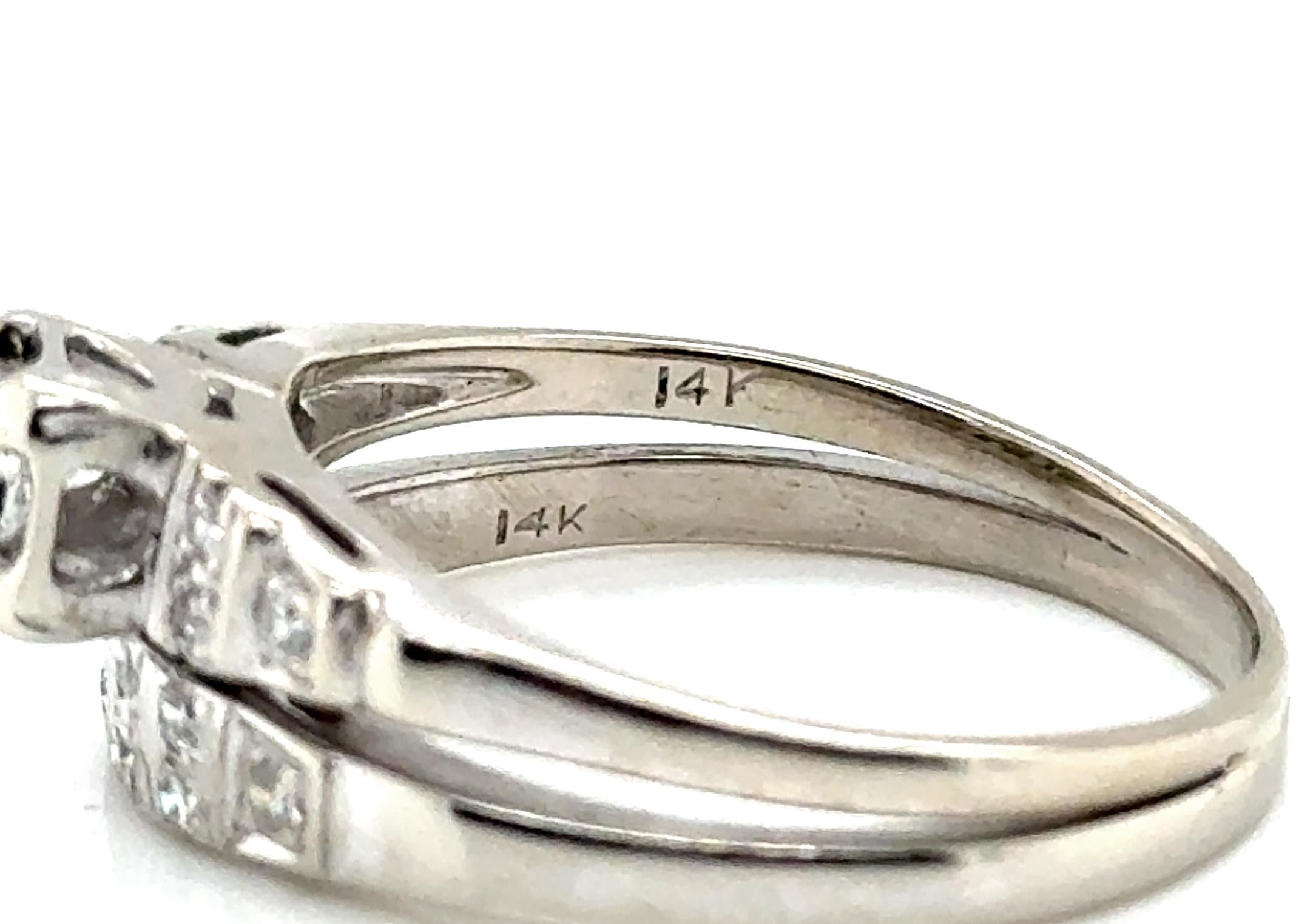 Women's Art Deco Diamond Engagement Ring Wedding Band Set Mined .55ct Original 1930's-19 For Sale