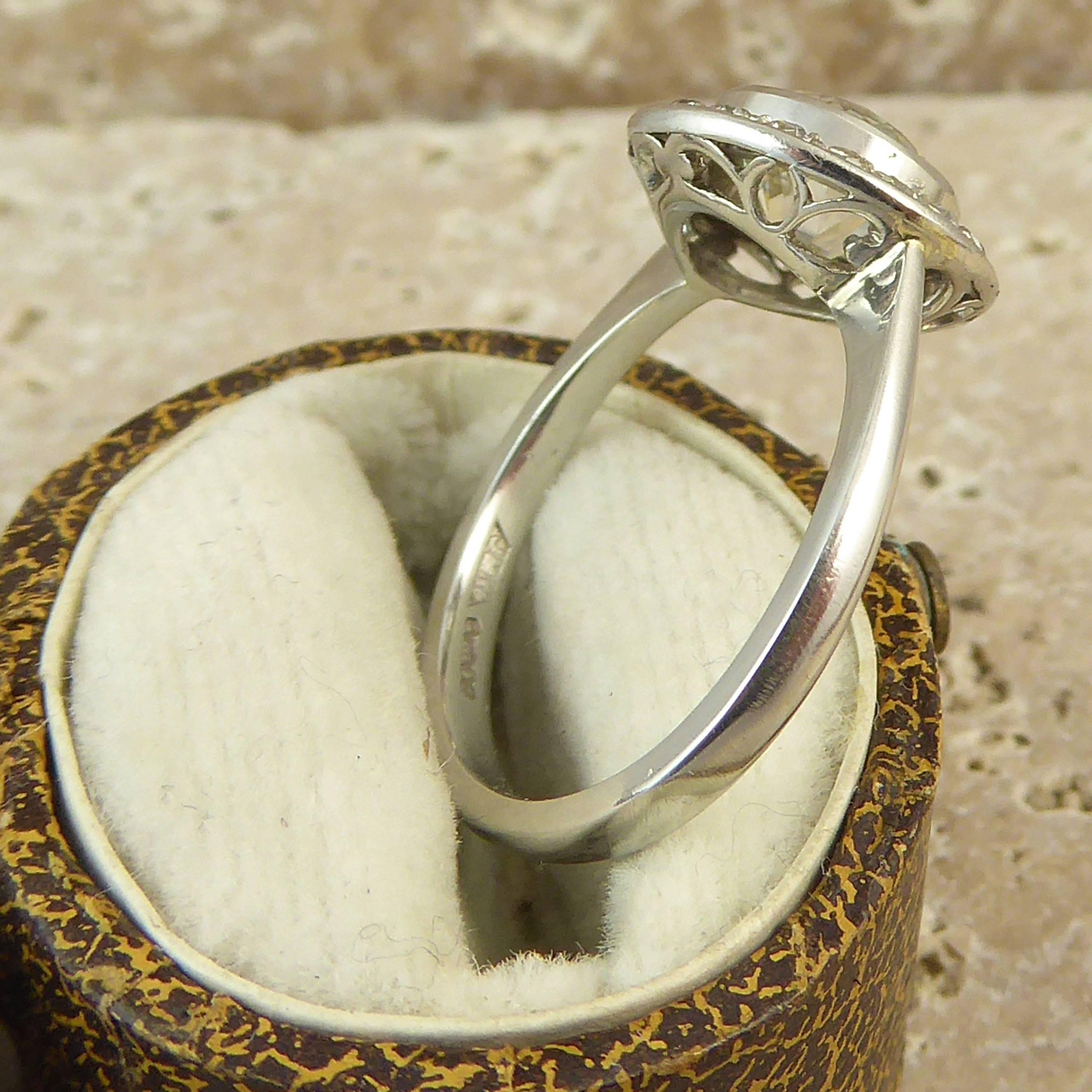 Art Deco 1.54 Carat Old European Halo Diamond Cut Engagement Ring 1