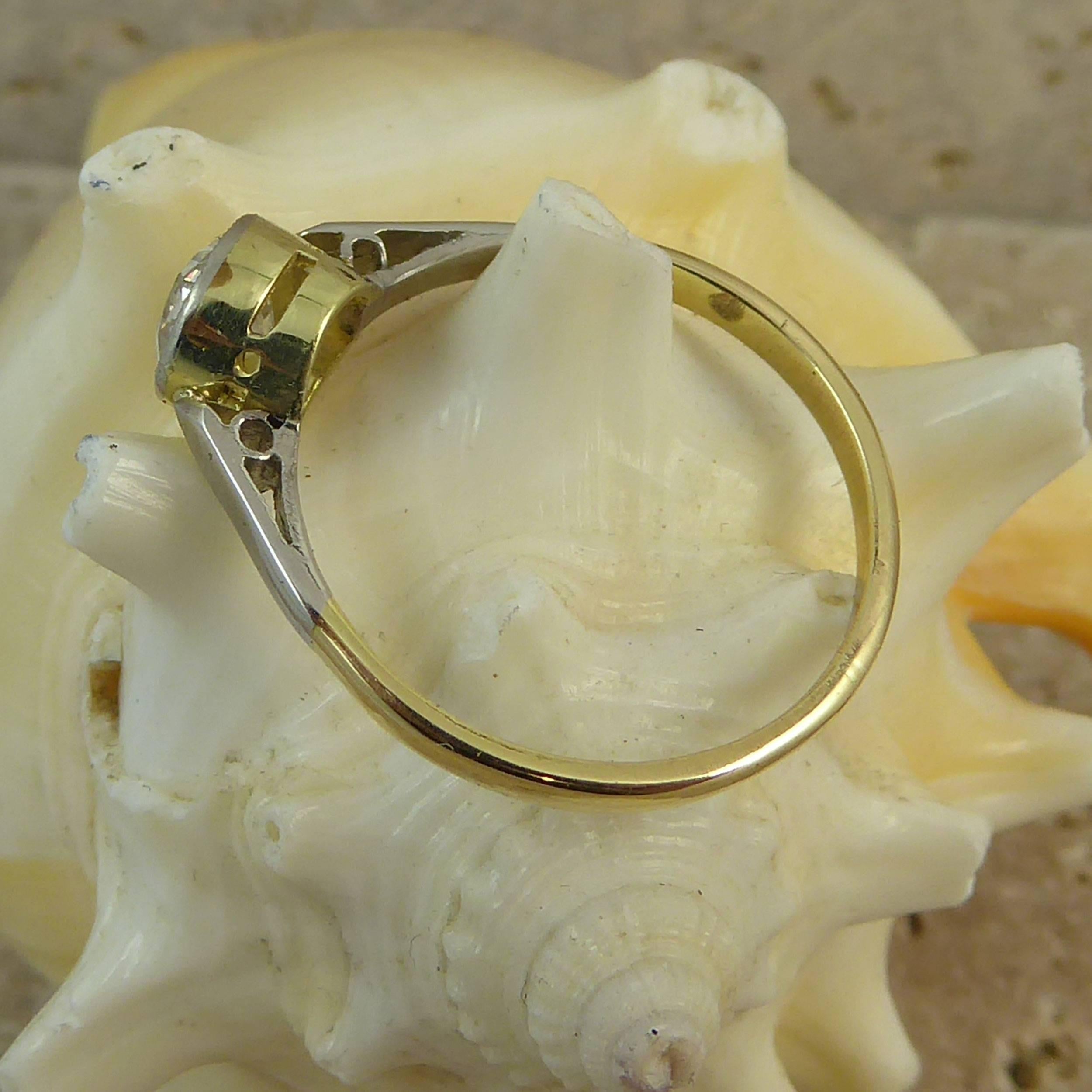 Women's or Men's Art Deco Diamond Engagement Ring, Solitaire Old European Cut, 0.67 Carat
