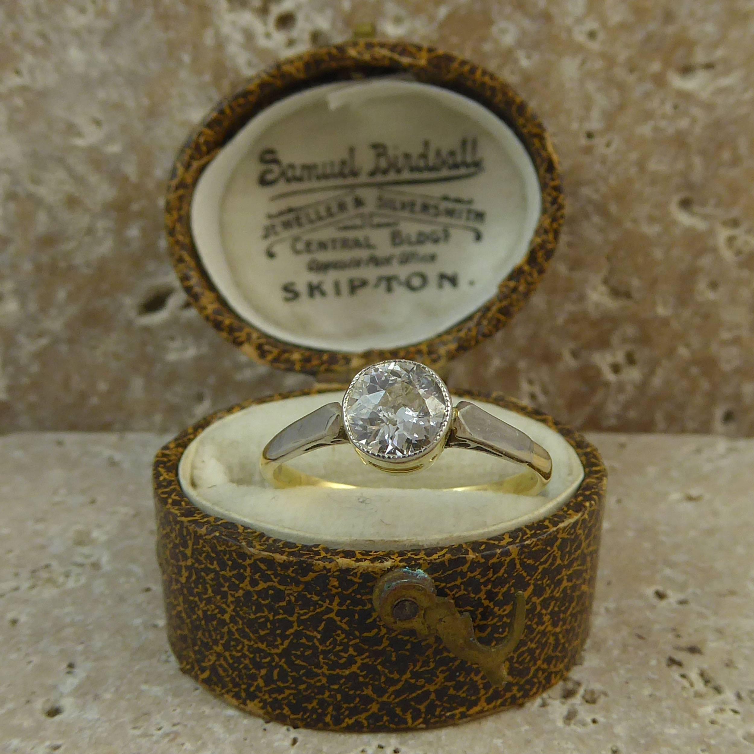 Art Deco Diamond Engagement Ring, Solitaire Old European Cut, 0.67 Carat 1