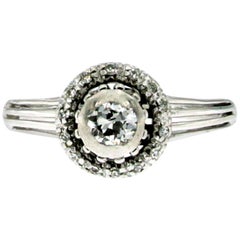 Art Deco Diamond Engagement White Gold Ring