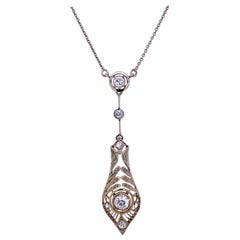 Art Deco Diamond Engraved Pendant Necklace