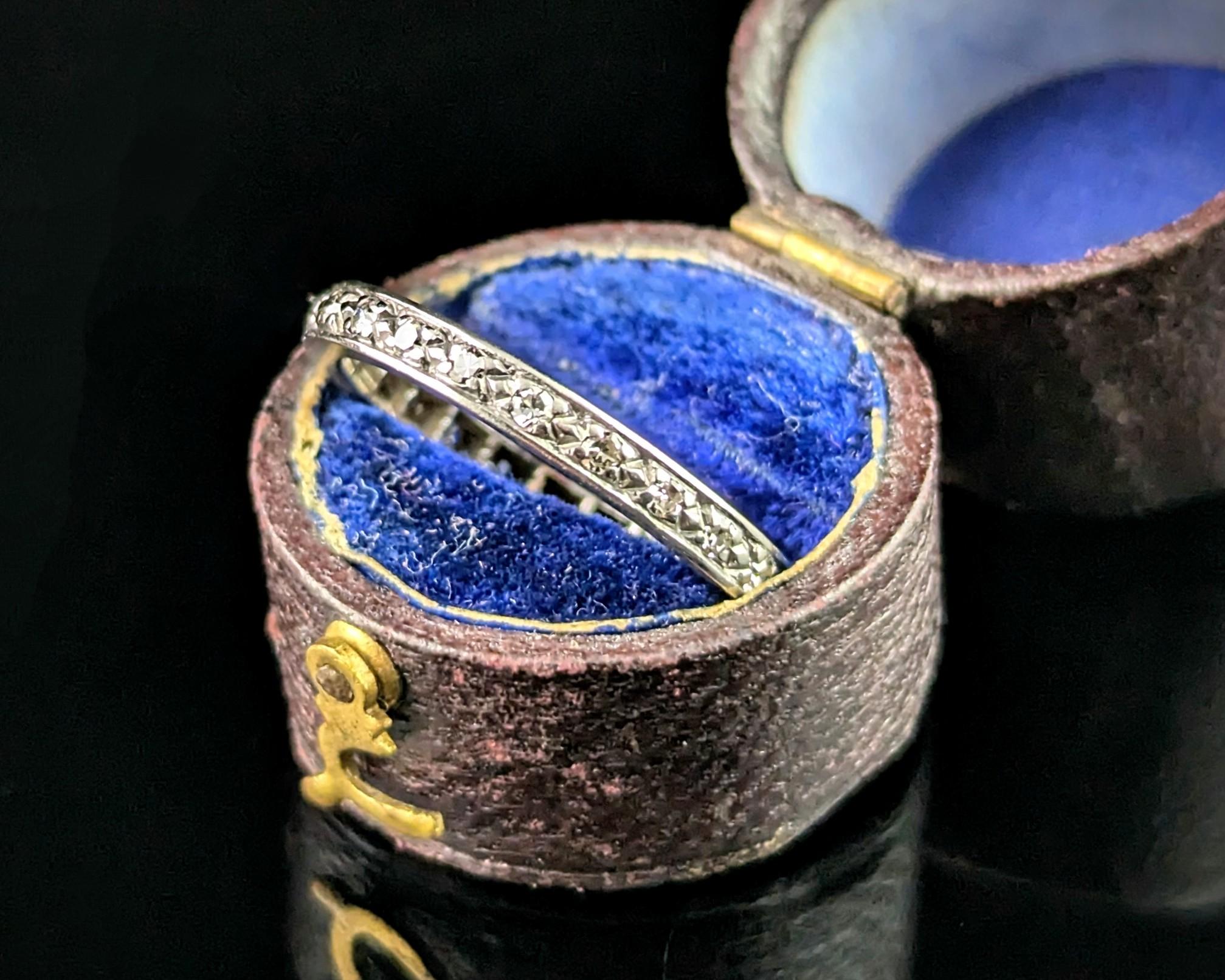 Anello dell'eternità con diamante Art Deco, oro bianco 18 carati in vendita 1