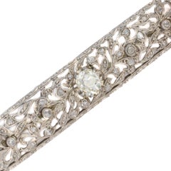 Art Deco Diamond Filigree Bar Brooch