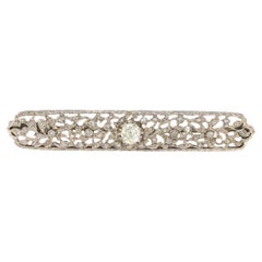 Art Deco Diamond Filigree Bar Brooch