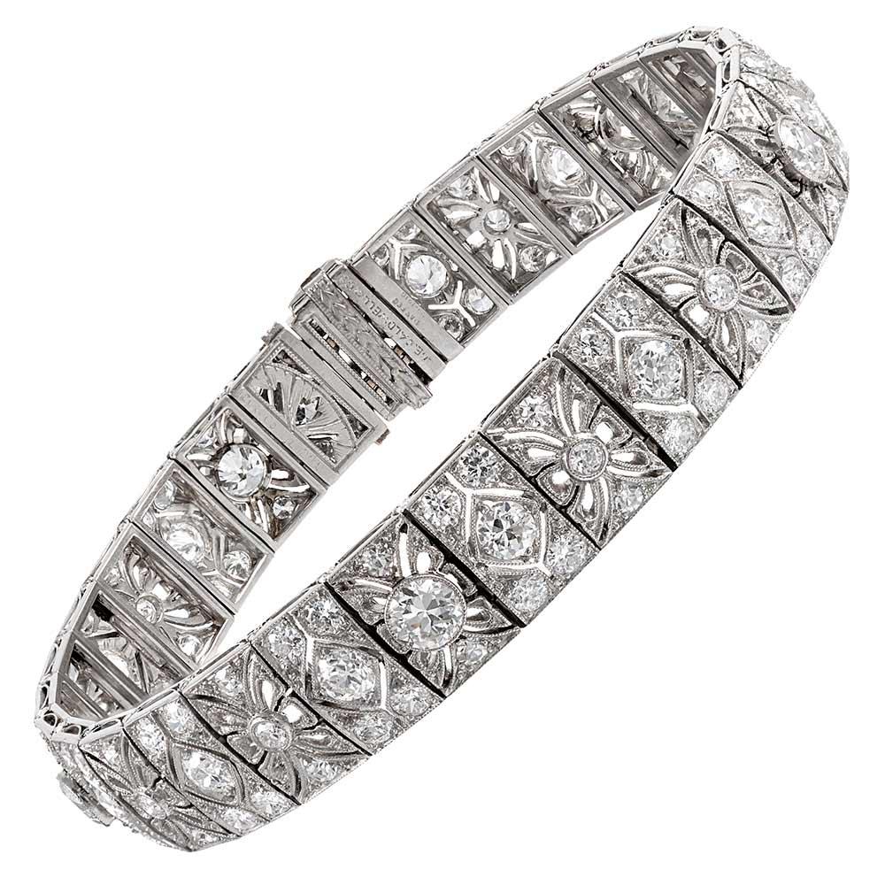 Art Deco Diamond Filigree Bracelet, Signed “J.E. Caldwell”