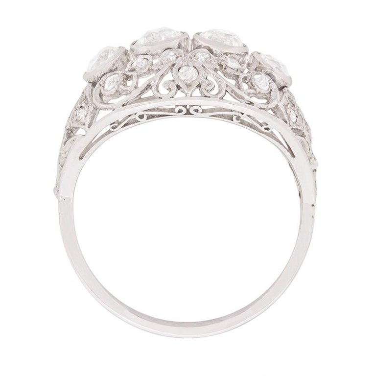 Art Deco Diamond Filigree Cluster Ring, circa 1920s For Sale at 1stDibs