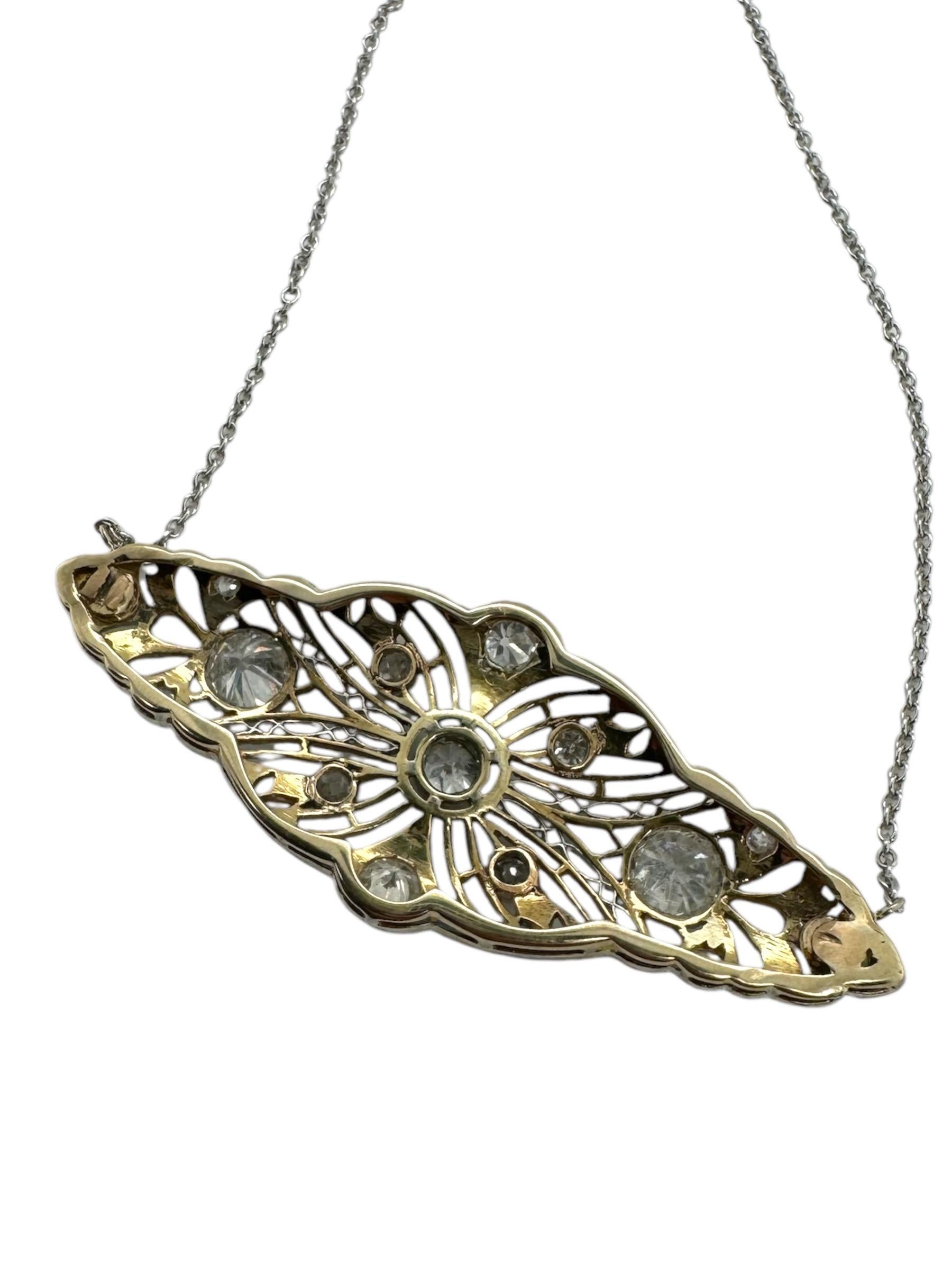 Collana Art Deco con diamanti in filigrana In condizioni buone in vendita a Montgomery, AL