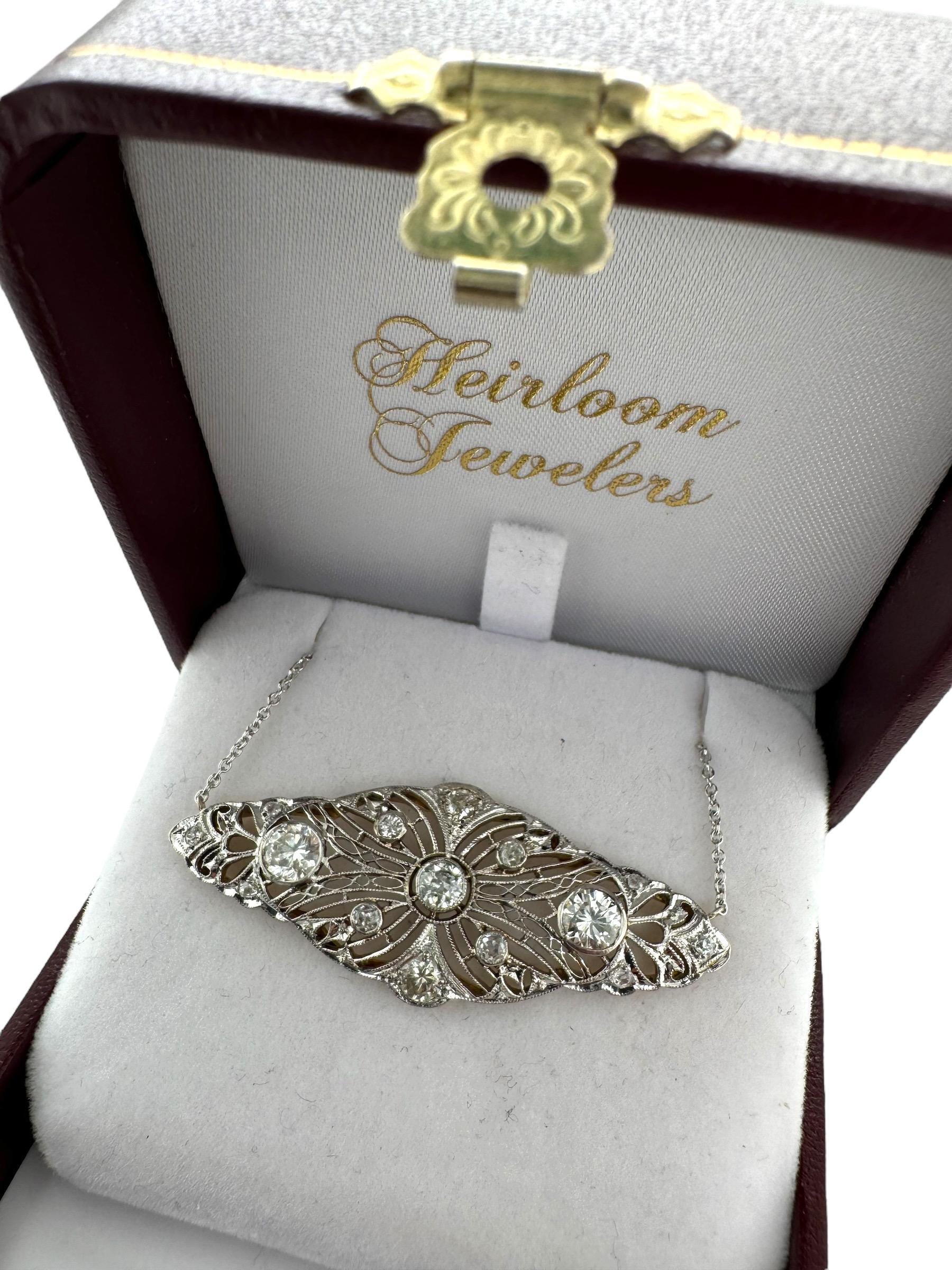 Collana Art Deco con diamanti in filigrana in vendita 1