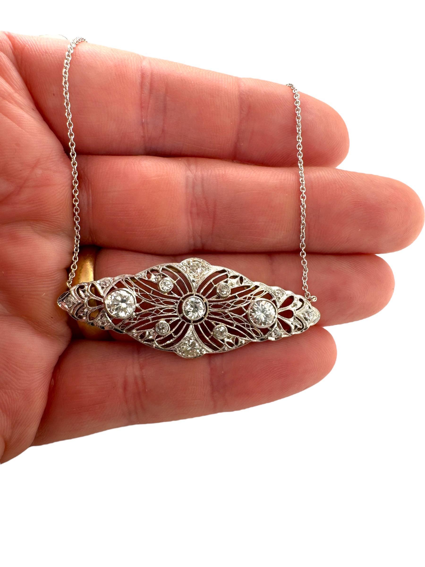 Collana Art Deco con diamanti in filigrana in vendita 2