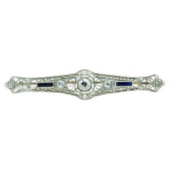 Art Deco Diamond Filigree Platinum Bar Brooch