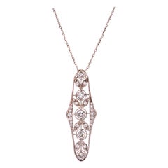 Art Deco Diamond Filigree Platinum Pendant Necklace