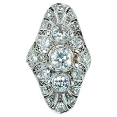 Antique Art Deco Diamond Filigree Platinum Ring