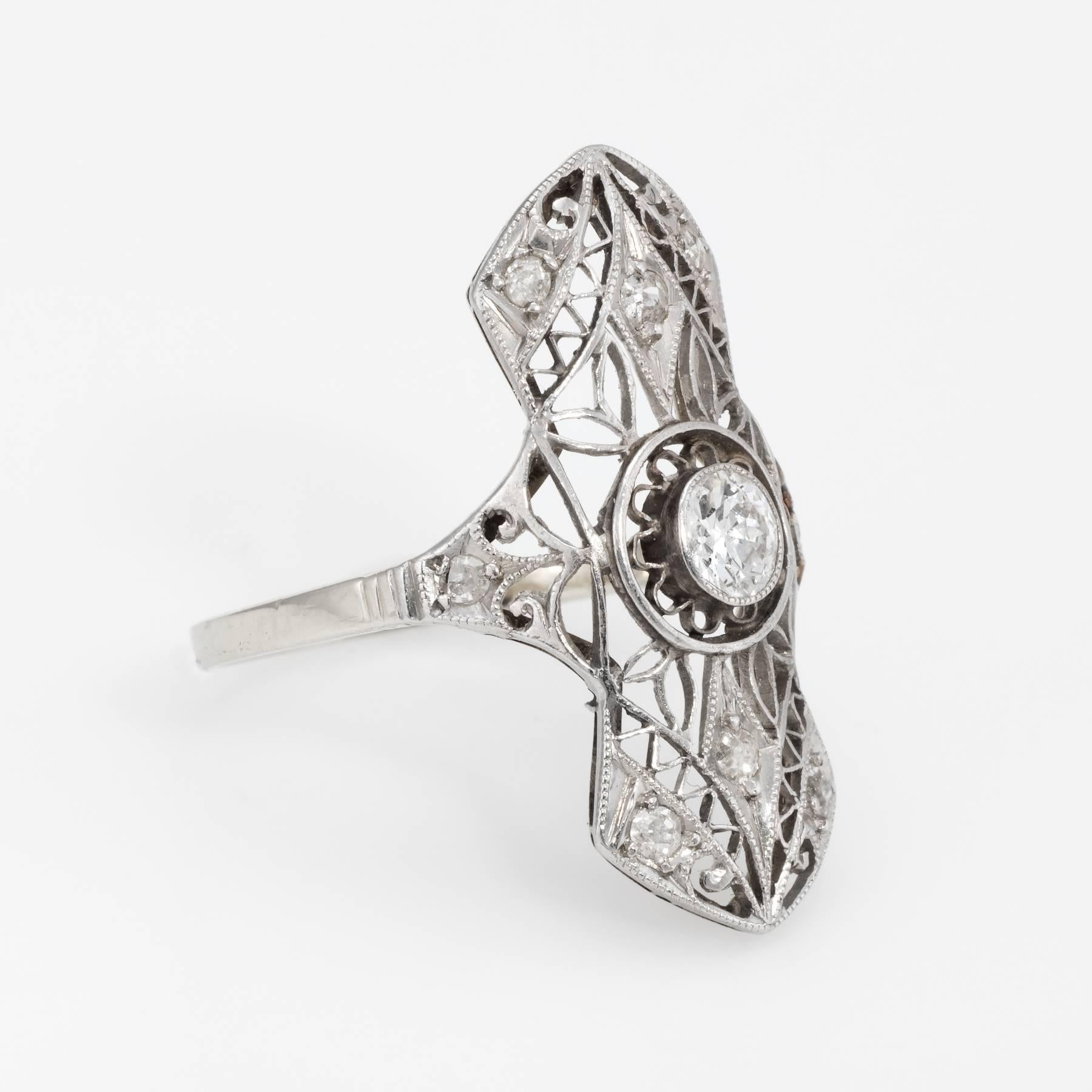 Round Cut Art Deco Diamond Filigree Ring 14 Karat White Gold