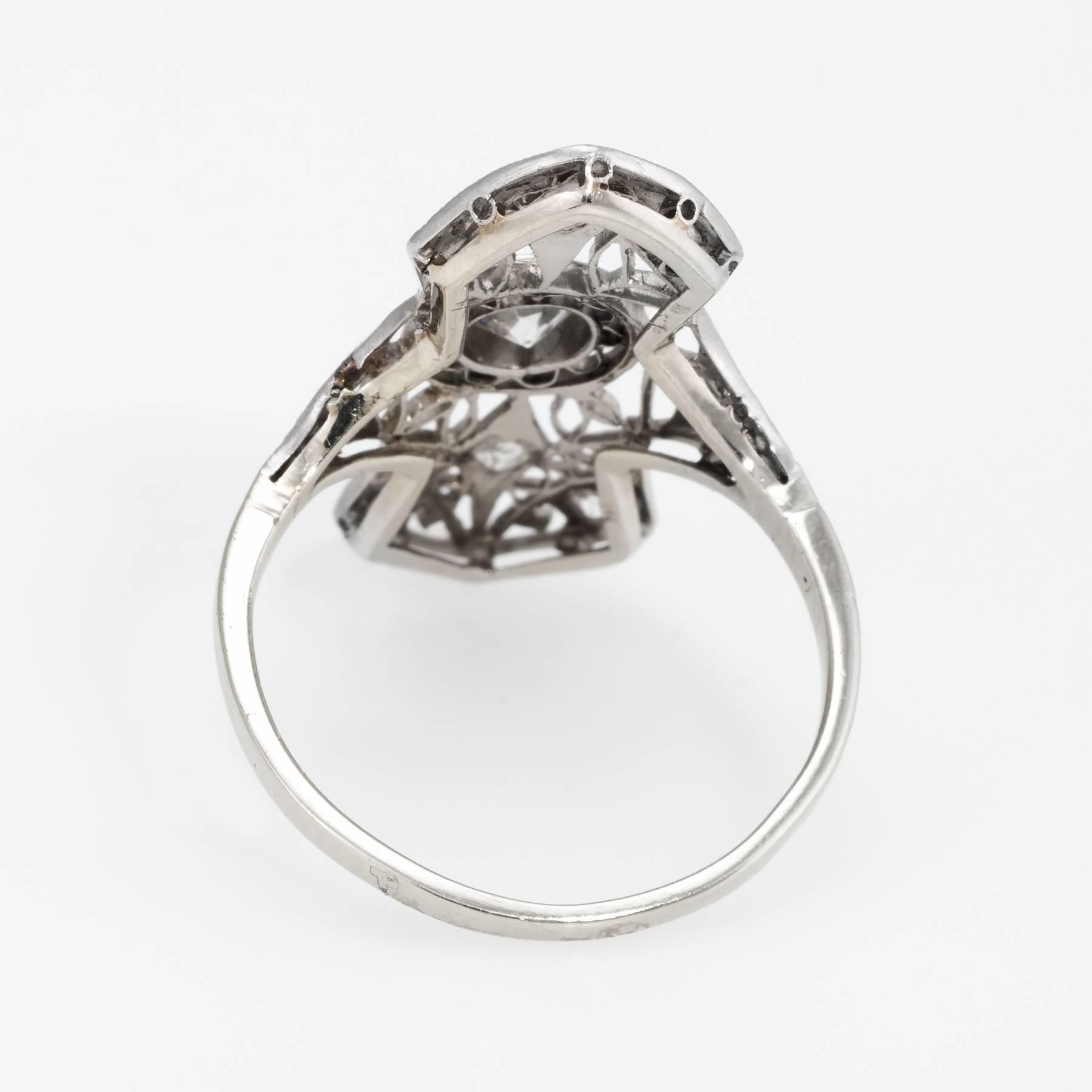 Women's Art Deco Diamond Filigree Ring 14 Karat White Gold