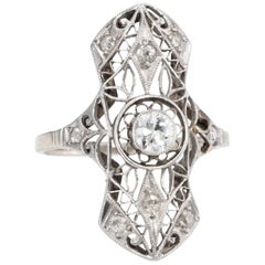 Art Deco Diamond Filigree Ring 14 Karat White Gold