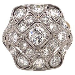 Art Deco Diamond Filigree Ring 1.50 Carats Platinum 5.2 Grams