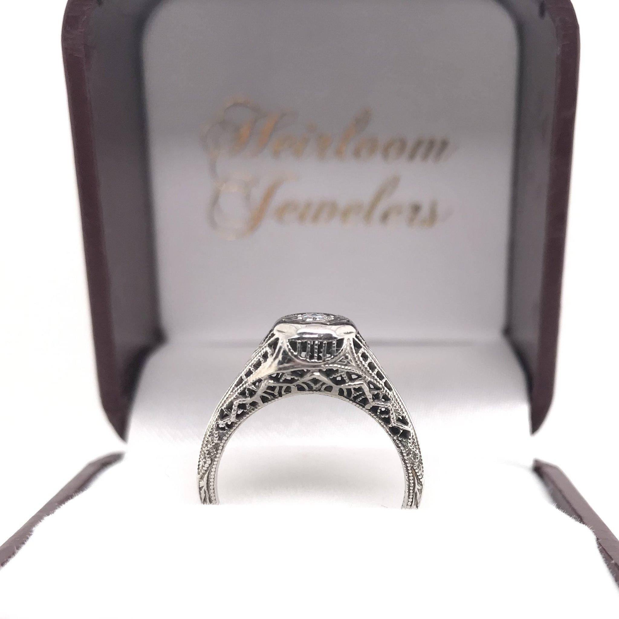 Art Deco Diamond Filigree Ring 5