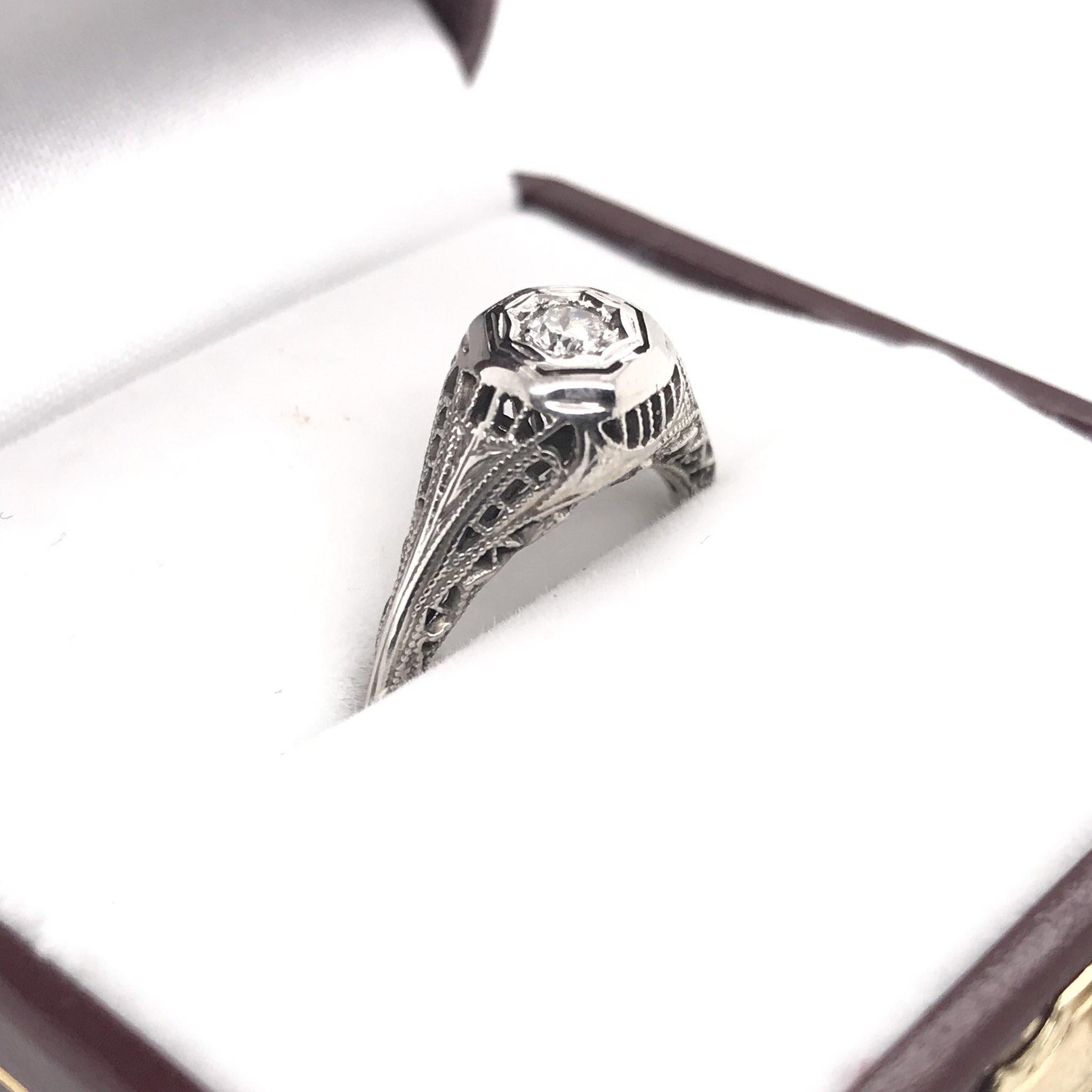 Art Deco Diamond Filigree Ring 2