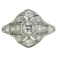Antique Art Deco Diamond Filigree Ring