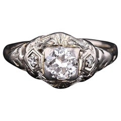 Anello Art Deco con diamanti in filigrana in oro bianco 18 carati