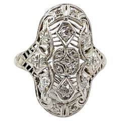 Art Deco Diamond Filigree White Gold Platinum Ring