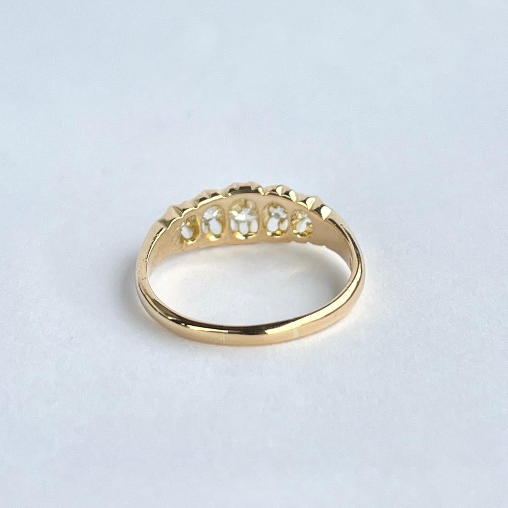 Women's Art Deco Diamond Five-Stone 18 Carat Gold Ring For Sale