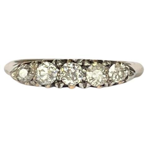 Art Deco Diamond Five-Stone 18 Carat Gold Ring