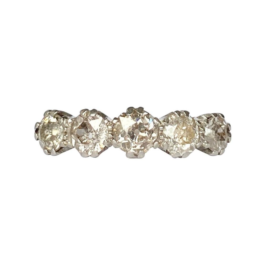 Art Deco Diamond Five-Stone and 18 Carat Gold Ring