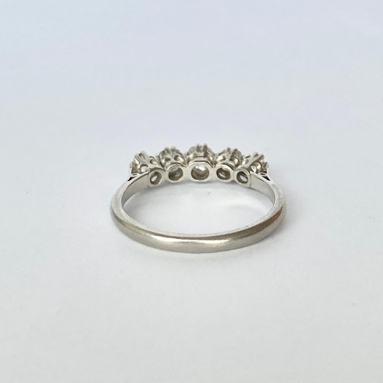 Women's Art Deco Diamond Five-Stone and Platinum Ring