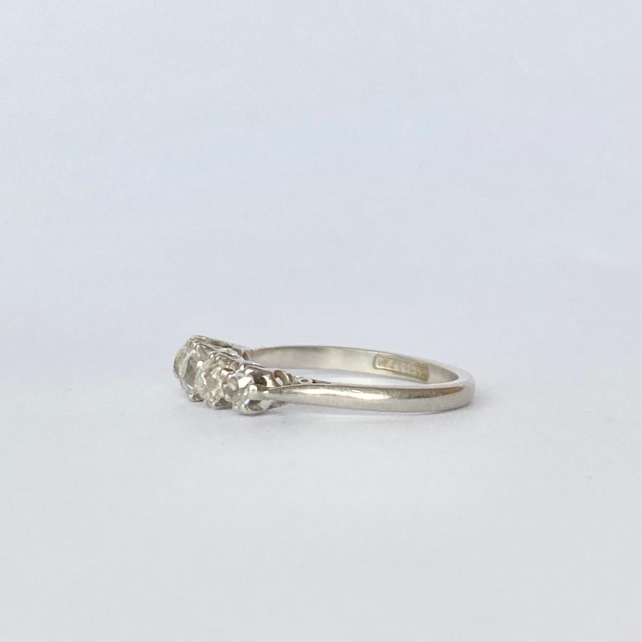 Art Deco Diamond Five-Stone and Platinum Ring 1