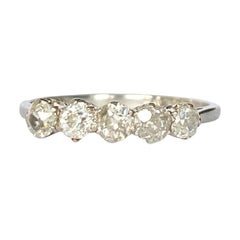Art Deco Diamond Five-Stone and Platinum Ring