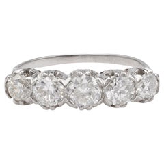 Art Deco Diamond Five Stone Platinum Ring