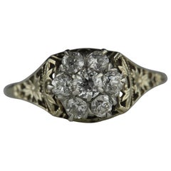 Art Deco Diamond Floral Cluster Ring
