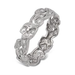 Art Deco diamond floral leaf motif platinum wedding band