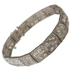 Art Deco Diamond Flower Link Bracelet