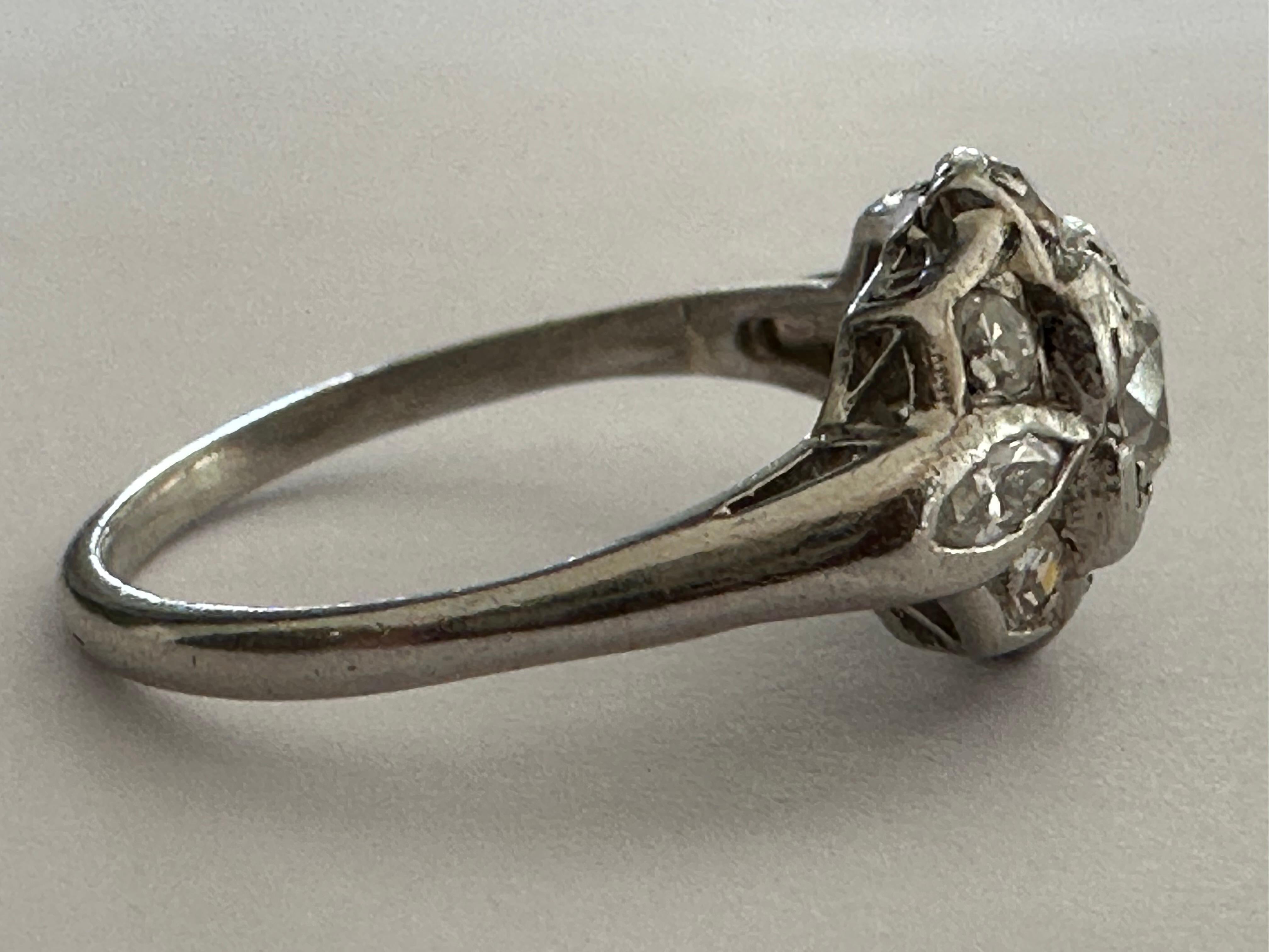 Art Deco Diamond Flower Ring  For Sale 1
