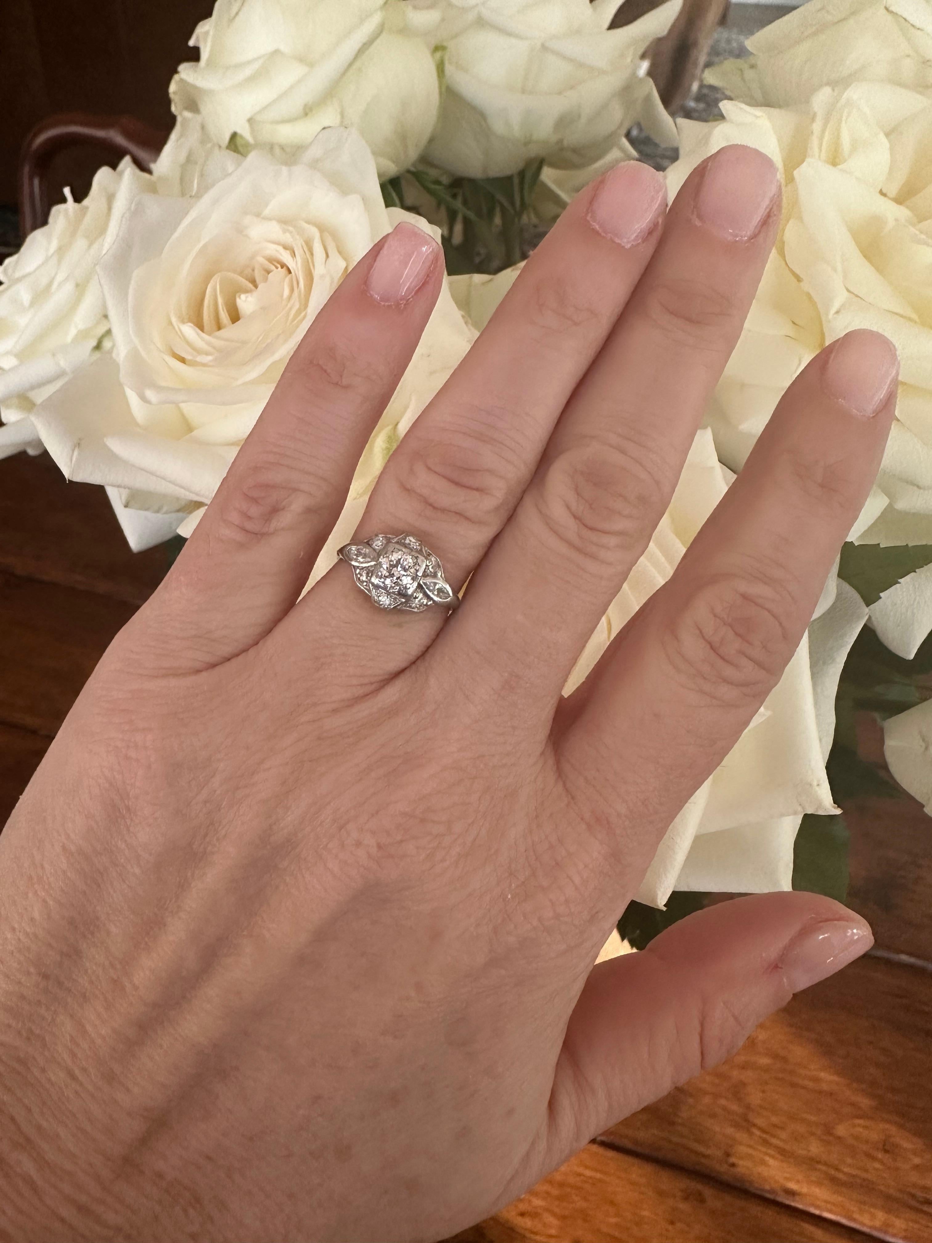 Art Deco Diamond Flower Ring  For Sale 2