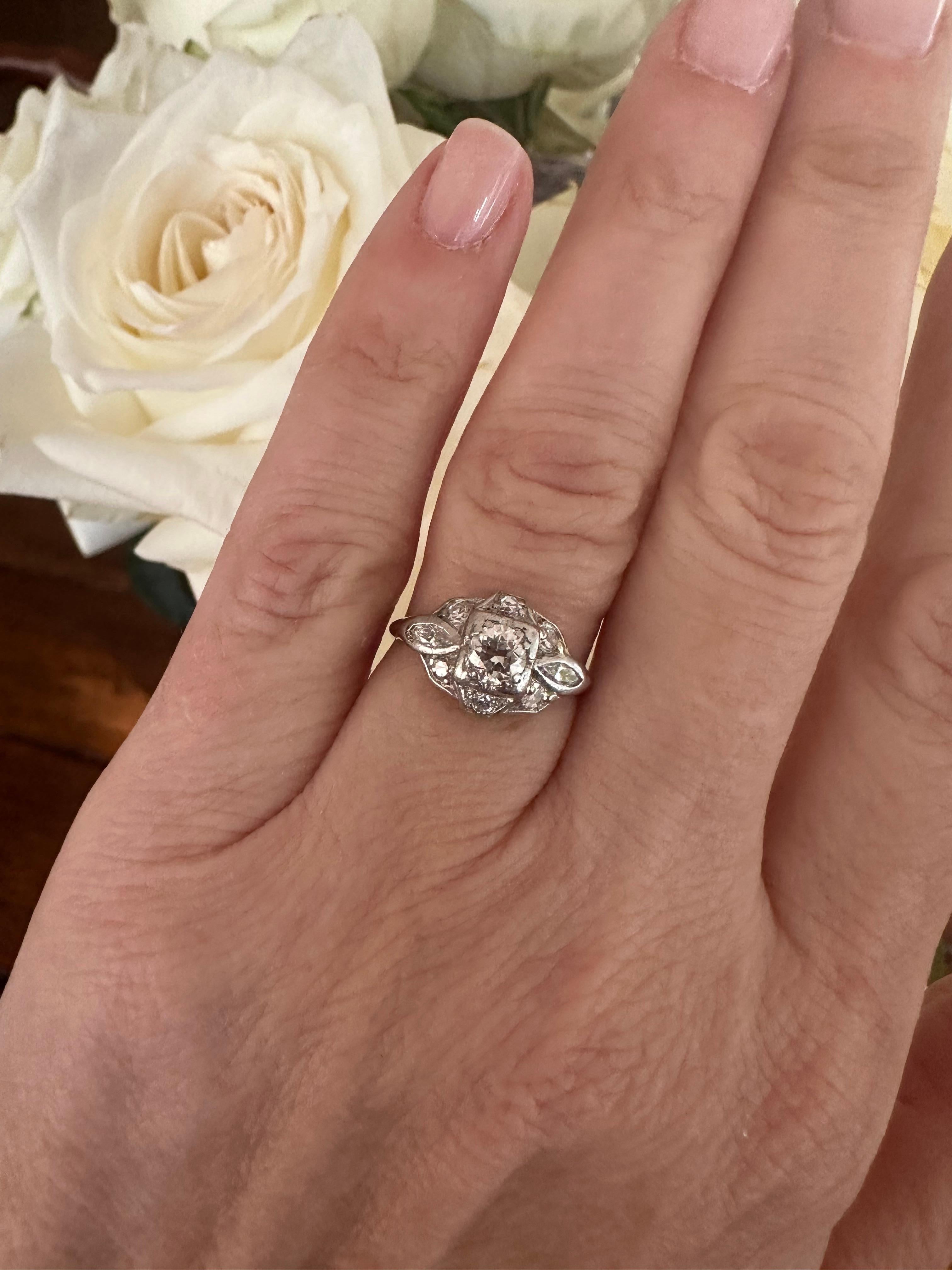 Art Deco Diamond Flower Ring  For Sale 3