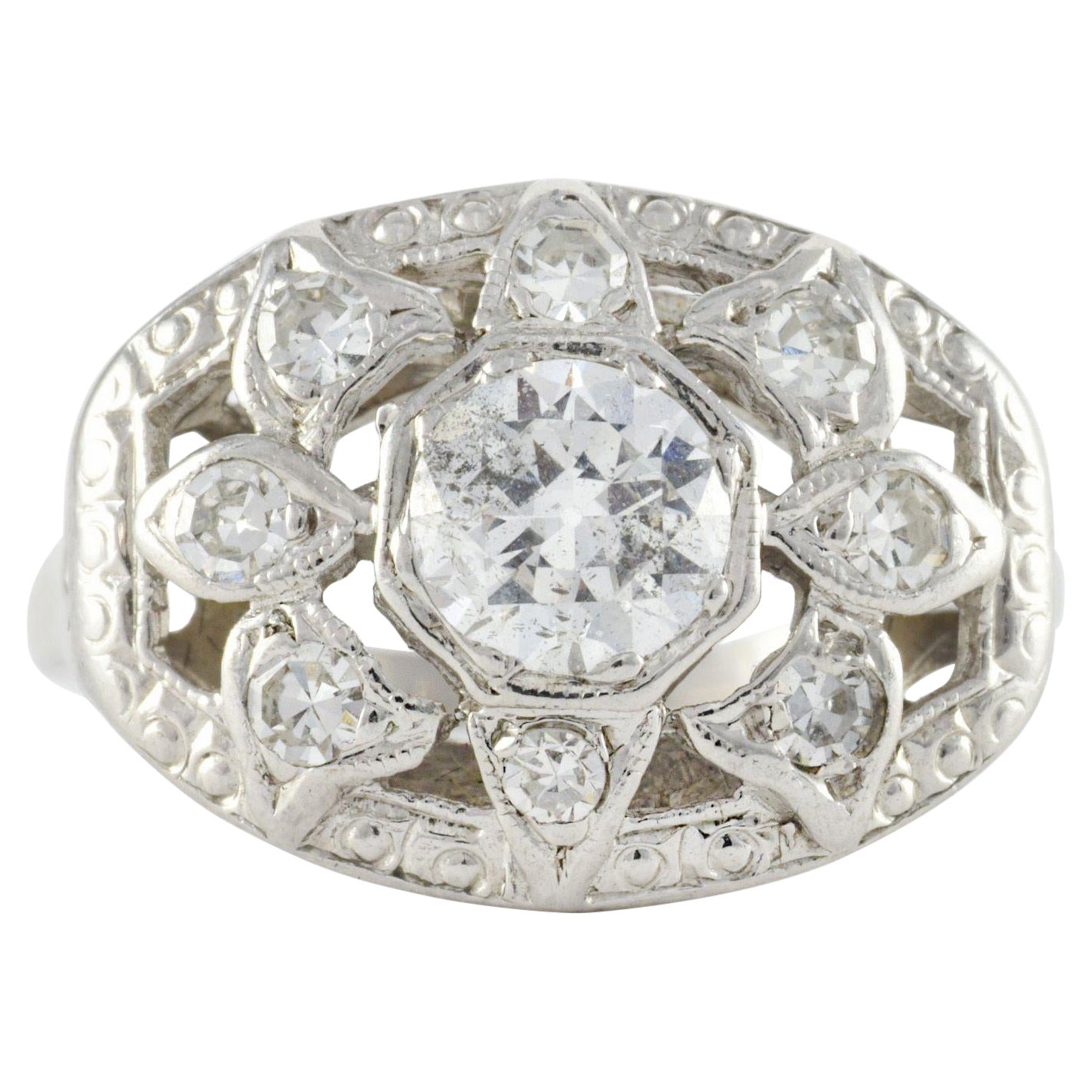 Bague fleur Art déco